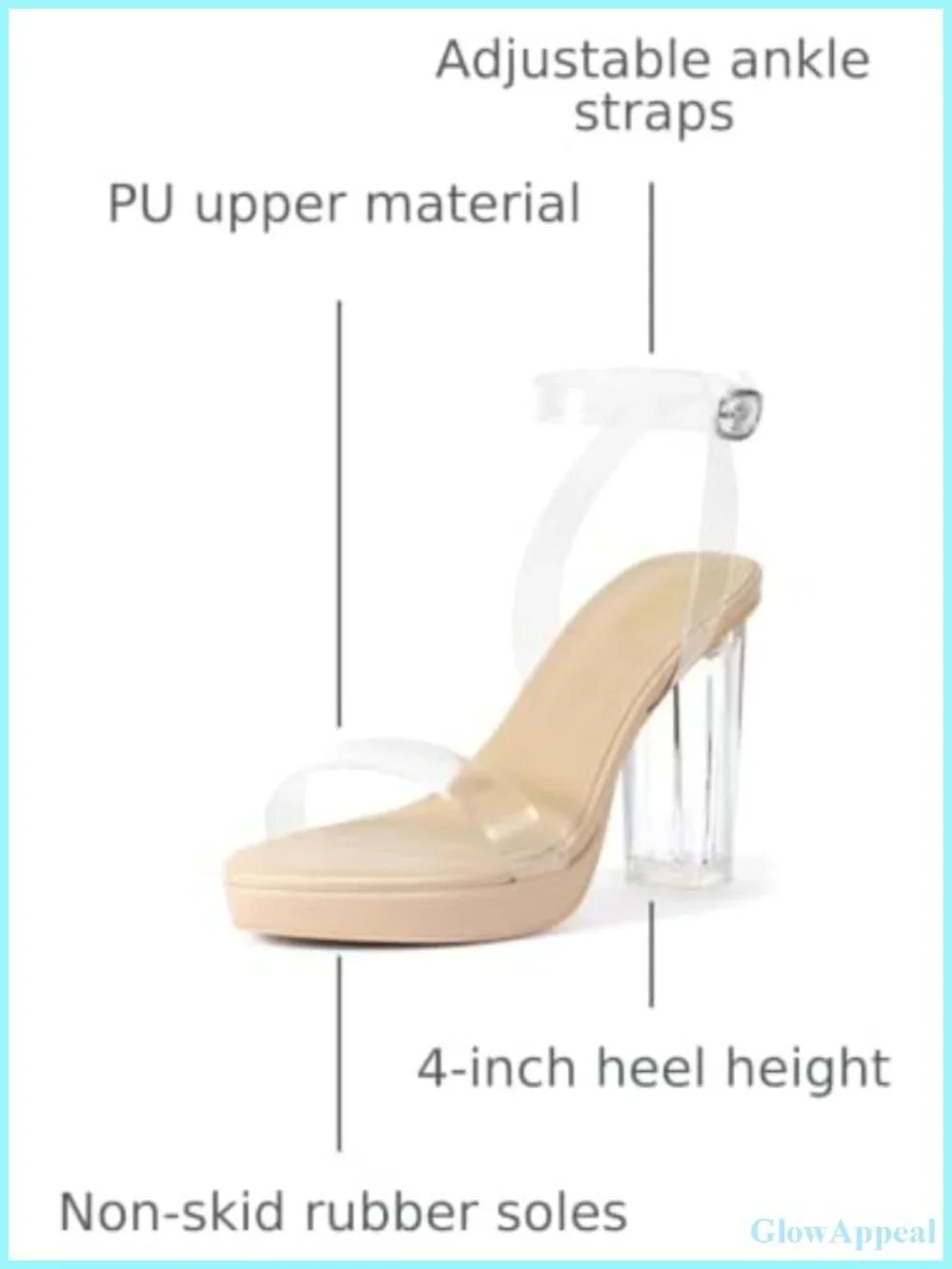 Clear Platform Heels Ankle Strap Chunky Block Sandals